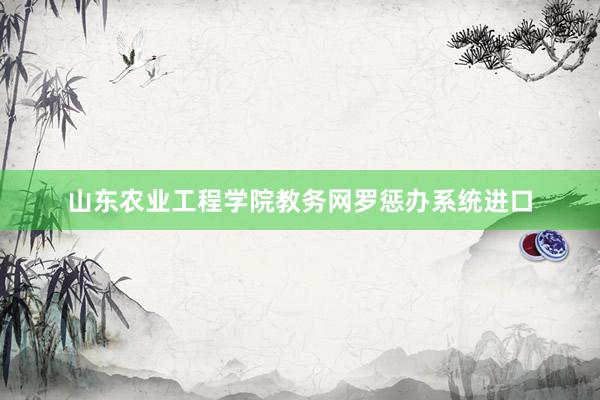山东农业工程学院教务网罗惩办系统进口